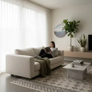 Hasil akhir jasa desain interior ruang tamu minimalis-kontraktor interior splusa.id