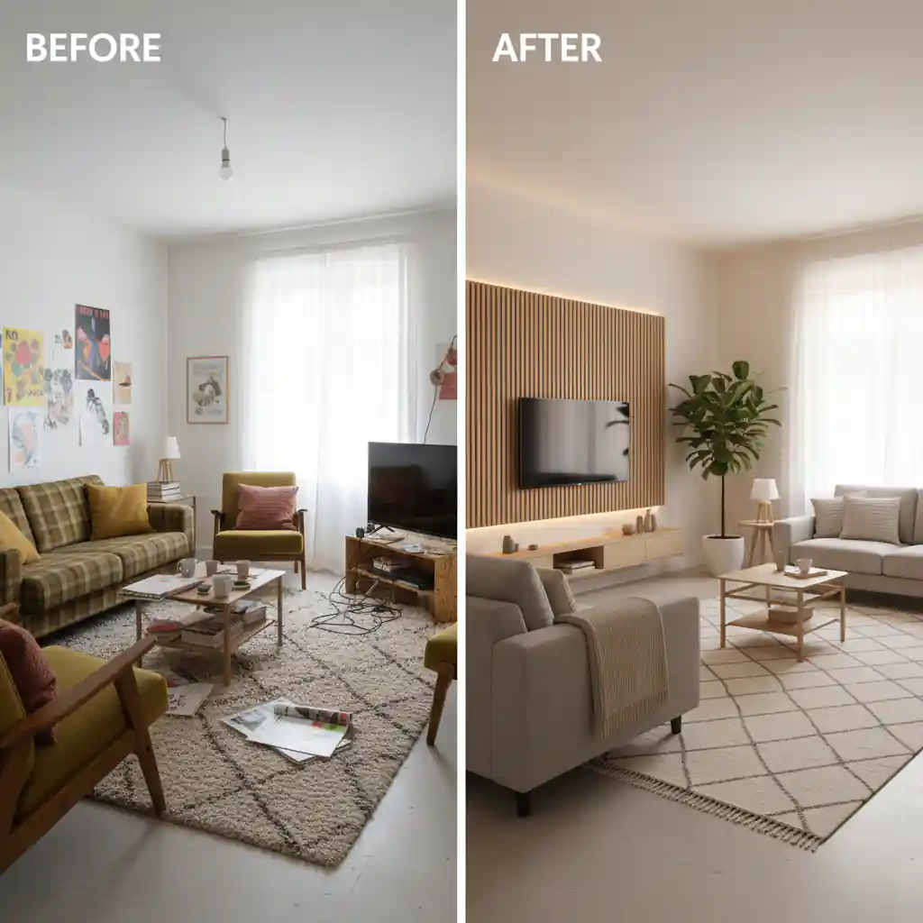 Hasil sebelum dan sesudah menggunakan jasa dekorasi interior profesional-jasa interior jakarta splusa.id Hasil sebelum dan sesudah menggunakan jasa dekorasi interior profesional-jasa interior jakarta splusa.id