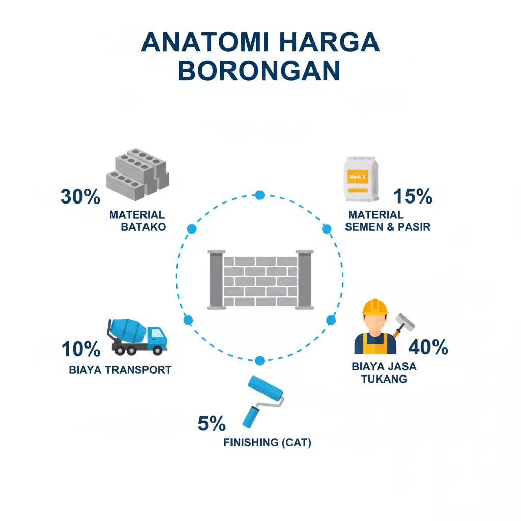 Infografis rincian komponen harga borongan pagar batako per meter-jasa interior apartemen studio splusa.id