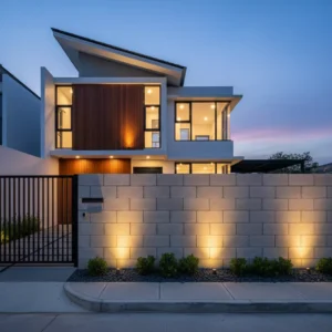 Inspirasi desain pagar batako yang menyatu dengan konsep rumah minimalis modern-Harga Borongan Pagar Batako Per Meter-jasa interior apartemen studio splusa.id