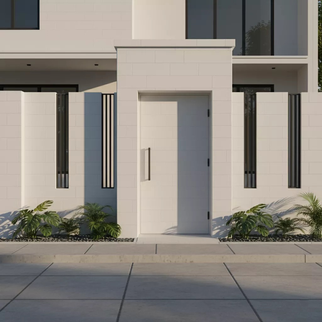 Inspirasi desain pagar rumah dari hebel gaya minimalis modern dengan finishing cat putih-jasa interior splusa.id Inspirasi desain pagar rumah dari hebel gaya minimalis modern dengan finishing cat putih-jasa interior splusa.id