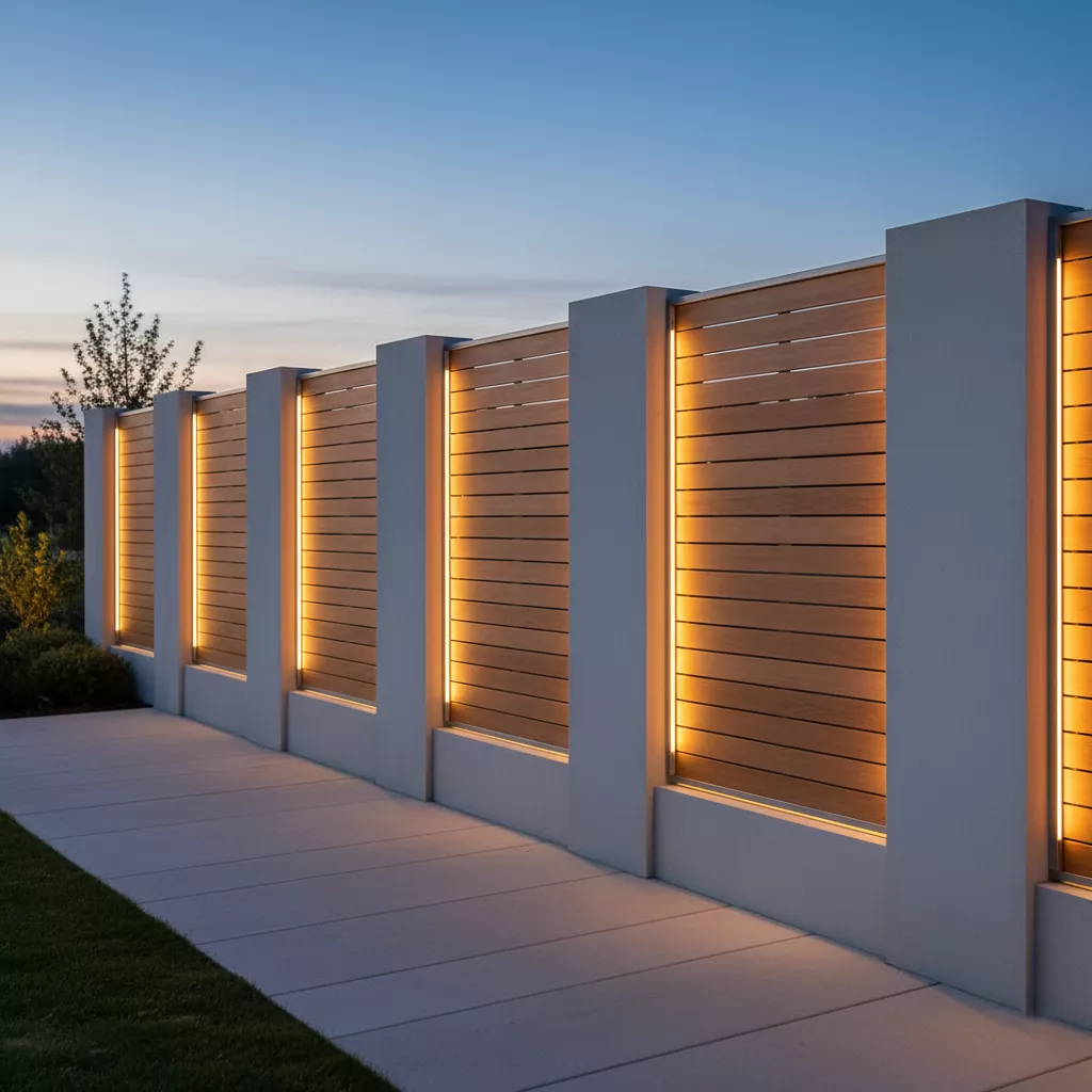 Kombinasi pagar tembok beton minimalis dengan panel kayu WPC horizontal-model tembok pagar minimalis terbaru-Jasa Interior Desain splusa.id