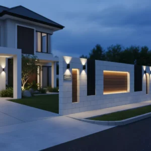 Model pagar hebel modern mewah untuk rumah minimalis, hasil pengerjaan dari jasa desain dan kontraktor interior SplusA.id-jasa interior splusa.id