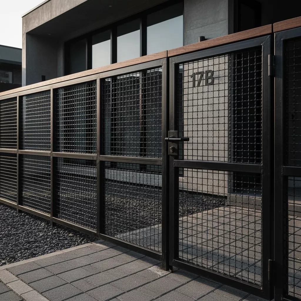 Model pagar minimalis modern gaya industrial dengan wiremesh-jasa interior splusa.id