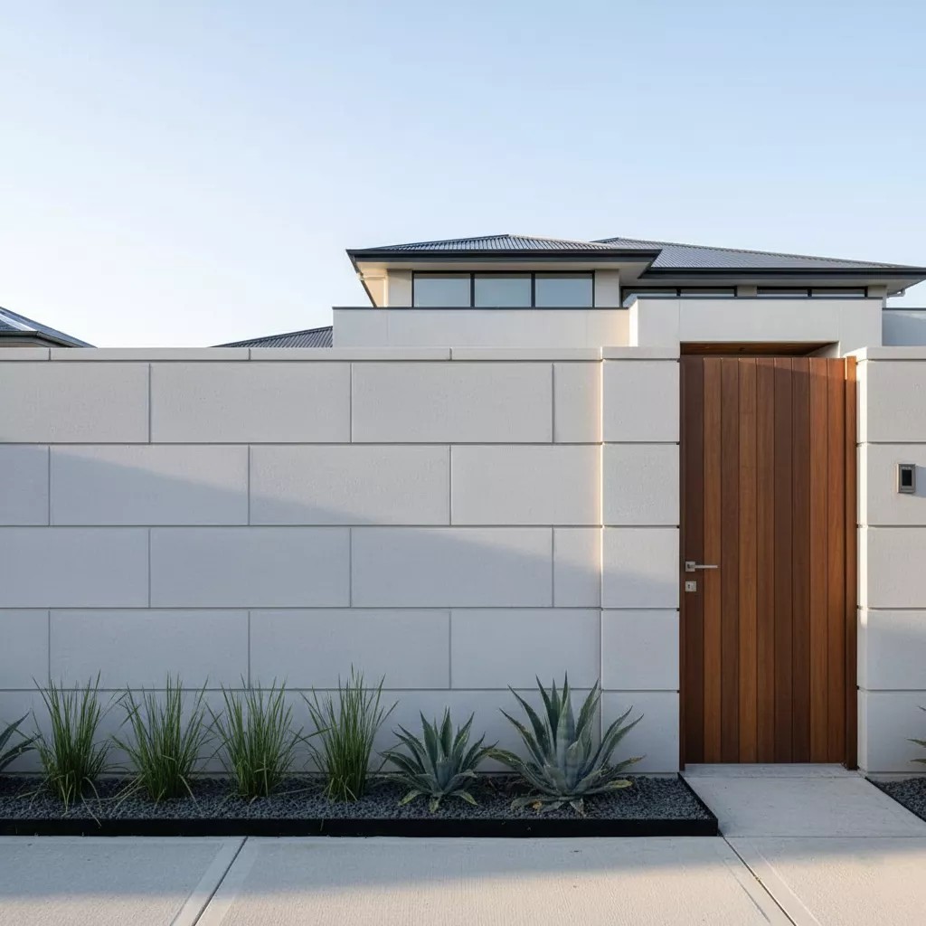 Model pagar rumah dari hebel yang tinggi dan solid, memberikan privasi maksimal untuk hunian modern-jasa interior jakarta splusa.id Model pagar rumah dari hebel yang tinggi dan solid, memberikan privasi maksimal untuk hunian modern-jasa interior jakarta splusa.id