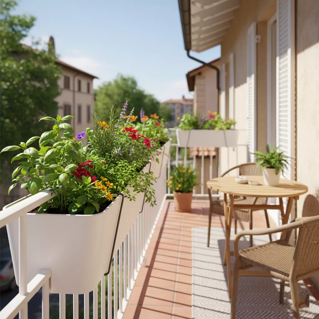 Model pagar teras lantai 2 fungsional dengan planter box terintegrasi untuk taman vertikal mini-jasa interior splusa.id Model pagar teras lantai 2 fungsional dengan planter box terintegrasi untuk taman vertikal mini-jasa interior splusa.id