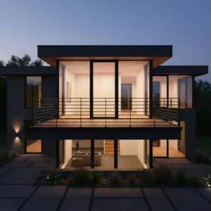 Model pagar teras lantai 2 minimalis modern yang aman dan menambah nilai estetika rumah di malam hari-jasa interior splusa.id