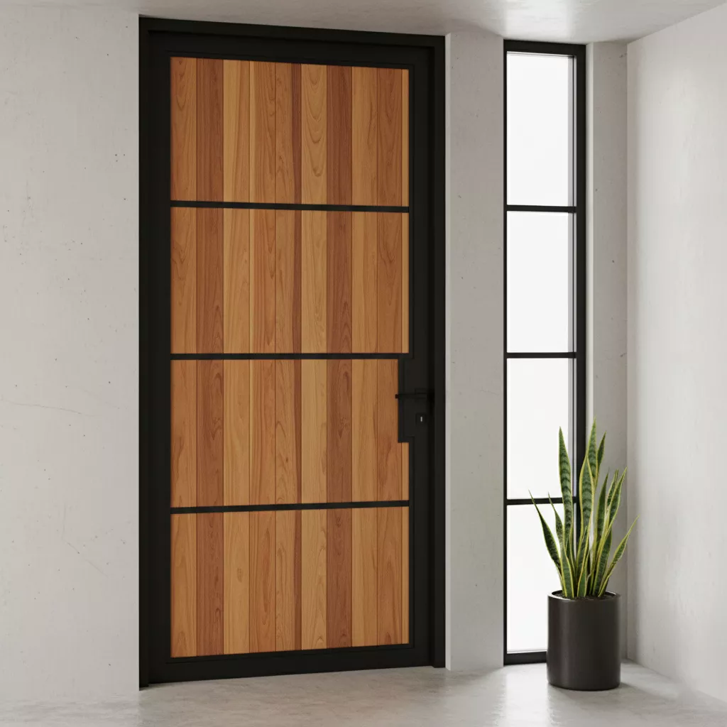 Model pintu lisplang minimalis kombinasi material besi dan kayu-jasa Interior minimalis ‪‪splusa.id