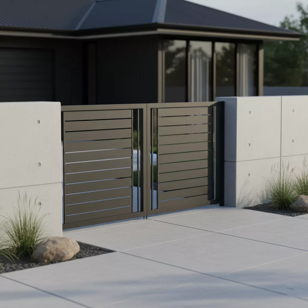 Model pintu pagar baja ringan minimalis yang serasi dengan pagar beton modern-jasa interior splusa.id Model pintu pagar baja ringan minimalis yang serasi dengan pagar beton modern-jasa interior splusa.id