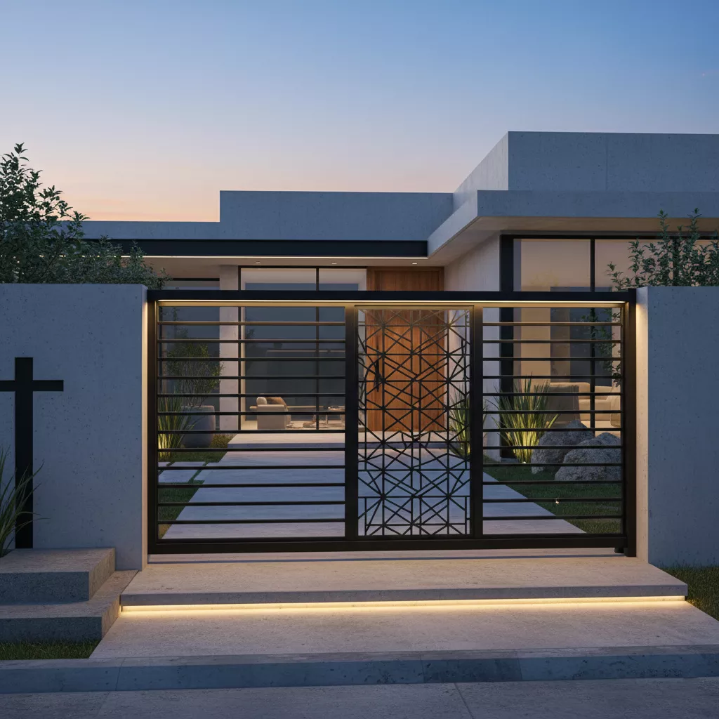 Model pintu pagar besi hollow minimalis modern dengan cutting laser-konsultan interior splusa.id