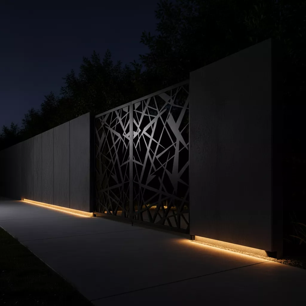Model pintu pagar rumah minimalis modern dengan teknologi laser cut-Jasa Interior Desain splusa.id