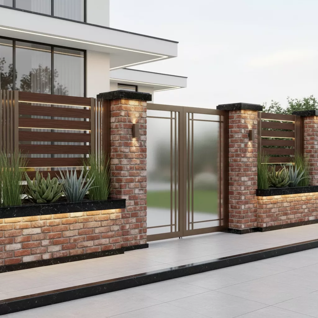 Pagar batu bata sederhana yang didesain mewah dan modern oleh jasa desain interior profesional-jasa interior splusa.id