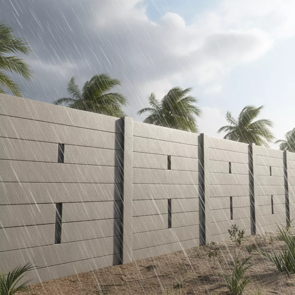 Pagar beton minimalis modern yang kokoh dan tahan lama terhadap cuaca ekstrem tropis seperti hujan badai dan panas terik-jasa interior splusa.id Pagar beton minimalis modern yang kokoh dan tahan lama terhadap cuaca ekstrem tropis seperti hujan badai dan panas terik-jasa interior splusa.id