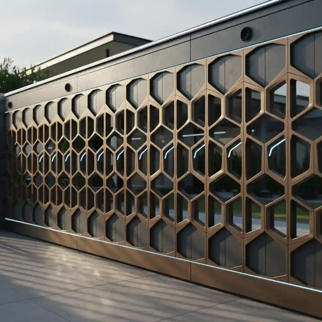 Pagar tembok mewah dengan desain parametrik futuristik dan teknologi smart home-jasa interior splusa.id