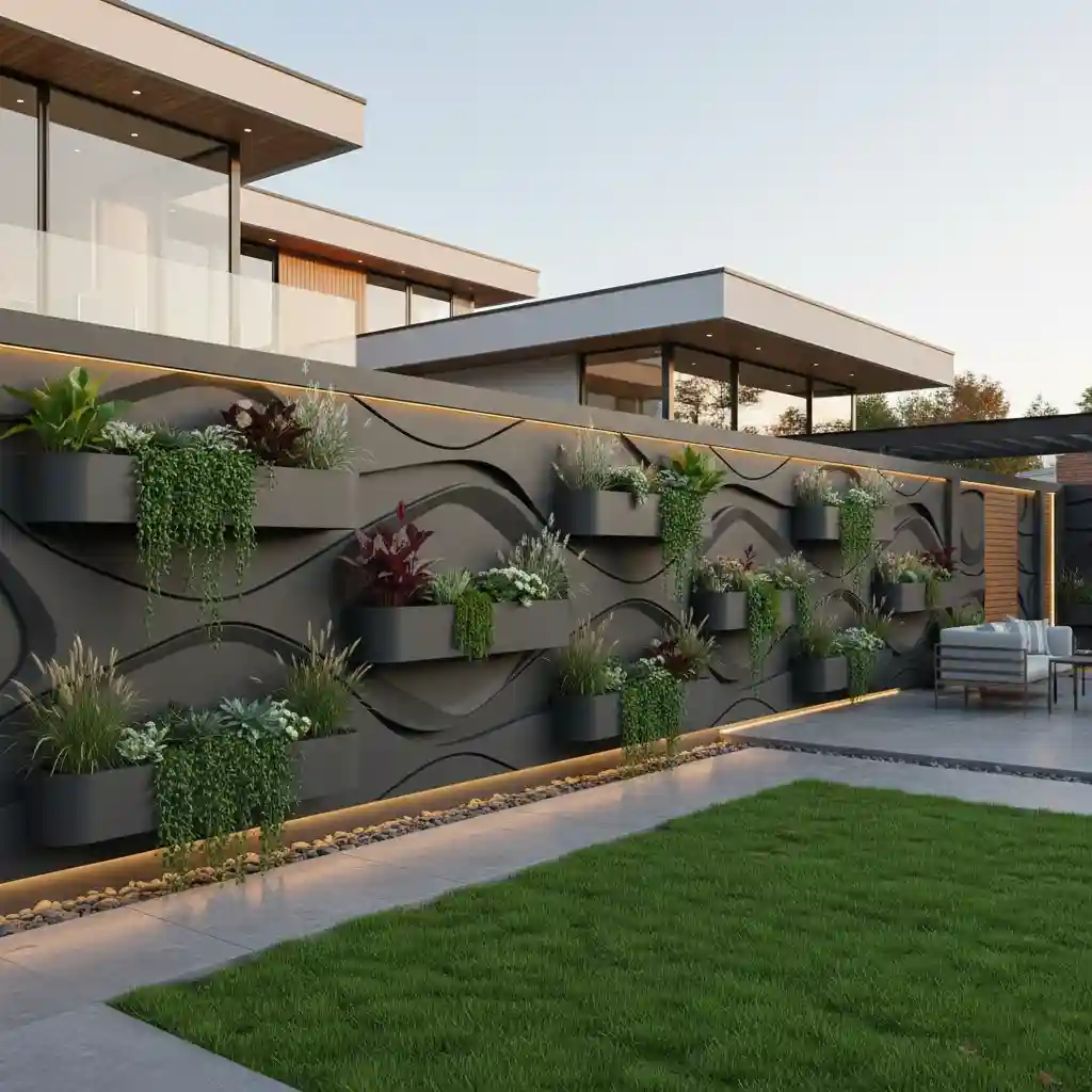 Pagar tembok mewah material komposit dengan desain parametrik modern-jasa interior splusa.id