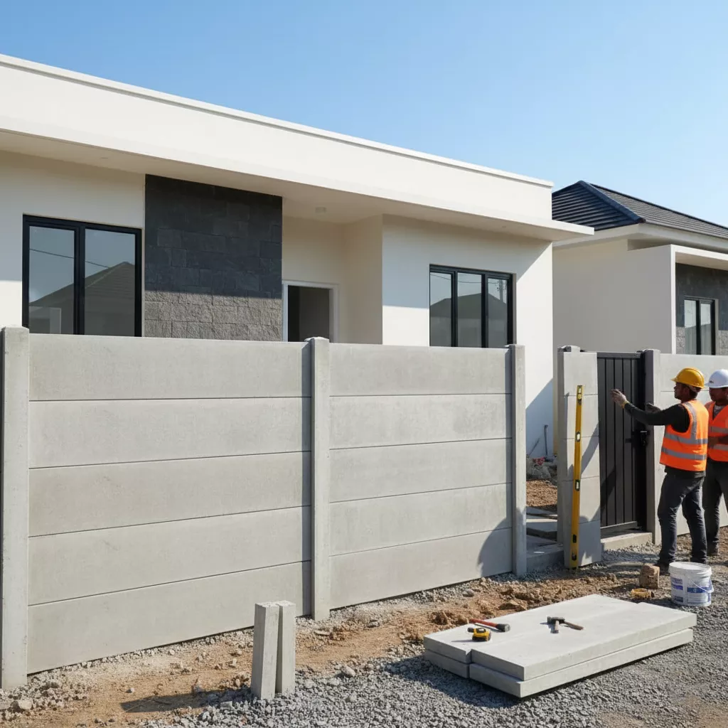 Pemasangan pagar beton precast untuk depan rumah dengan cepat-jasa interior apartemen studio ‪splusa.id