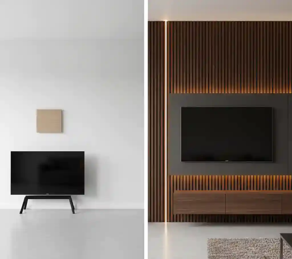 Perbandingan desain backdrop interior minimalis yang gagal dan yang berhasil menunjukkan pentingnya proporsi-jasa interior jakarta splusa.id