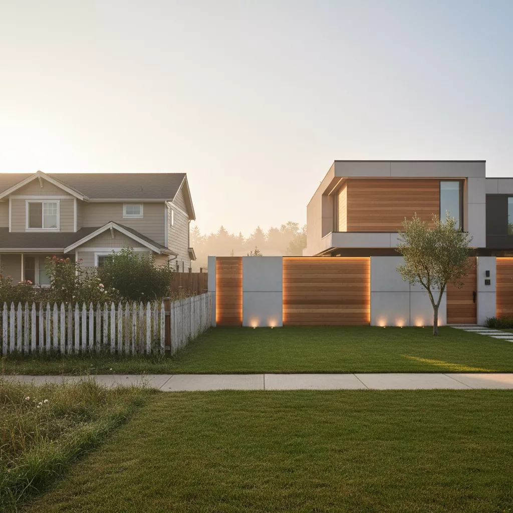 Perbandingan model tembok pagar minimalis terbaru yang modern dengan pagar rumah biasa-Jasa Interior Desain splusa.id