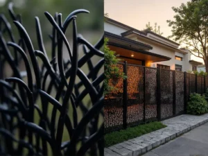 Pola pagar laser cutting yang bagus untuk privasi, menampilkan keseimbangan sempurna antara estetika modern dan fungsi keamanan dari SplusA.id-kontraktor furniture splusa.id