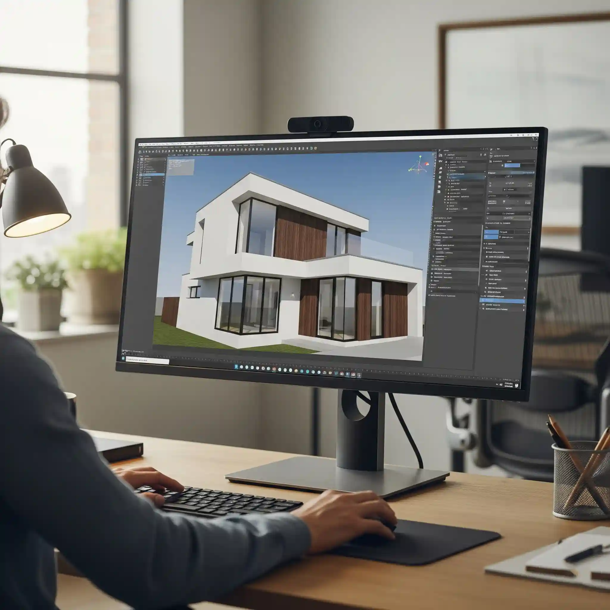 Proses perancangan desain fasad rumah modern minimalis oleh tim jasa interior splusa.id Proses perancangan desain fasad rumah modern minimalis oleh tim jasa interior splusa.id