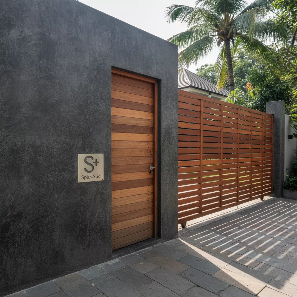 Studi kasus proyek pintu gerbang mewah oleh SplusA.id di Menteng, menggabungkan privasi dan estetika-jasa desain apartemen splusa.id