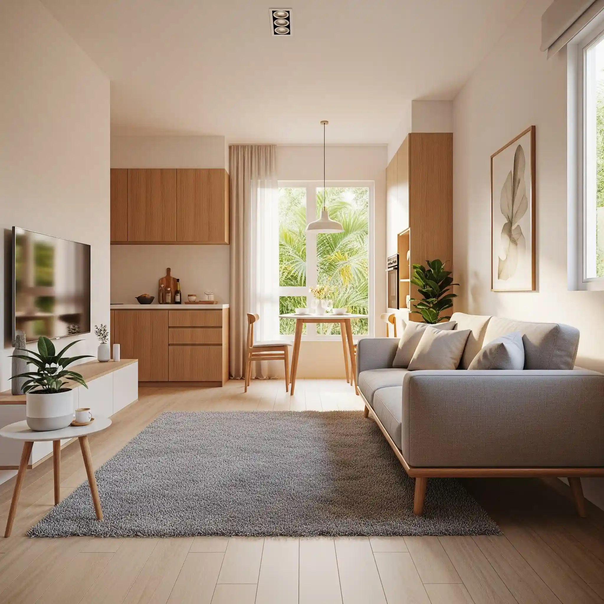 Tata letak open-plan cerdas untuk desain interior rumah minimalis type 40 yang menciptakan alur sirkulasi lega Tata letak open-plan cerdas untuk desain interior rumah minimalis type 40 yang menciptakan alur sirkulasi lega