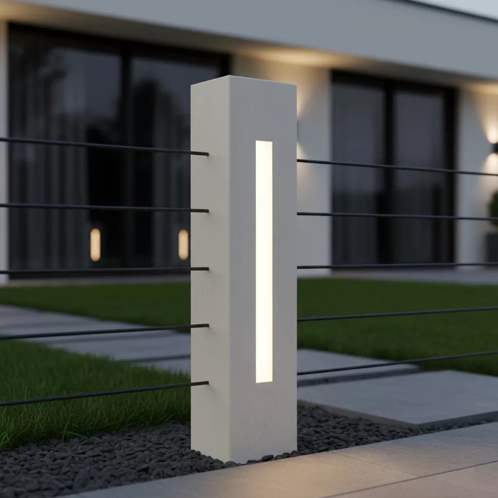 Tiga contoh tiang pagar (besi, beton, WPC) dalam palet warna netral (hitam, abu-abu, putih gading), mewakili kesan mewah tiang pagar minimalis modern putih gading-jasa interior splusa.id Tiga contoh tiang pagar (besi, beton, WPC) dalam palet warna netral (hitam, abu-abu, putih gading), mewakili kesan mewah tiang pagar minimalis modern putih gading-jasa interior splusa.id