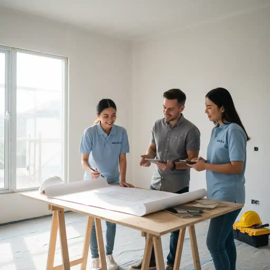 Tim SplusA.id berdiskusi dengan klien untuk proyek dekorasi interior-jasa interior jakarta splusa.id Tim SplusA.id berdiskusi dengan klien untuk proyek dekorasi interior-jasa interior jakarta splusa.id