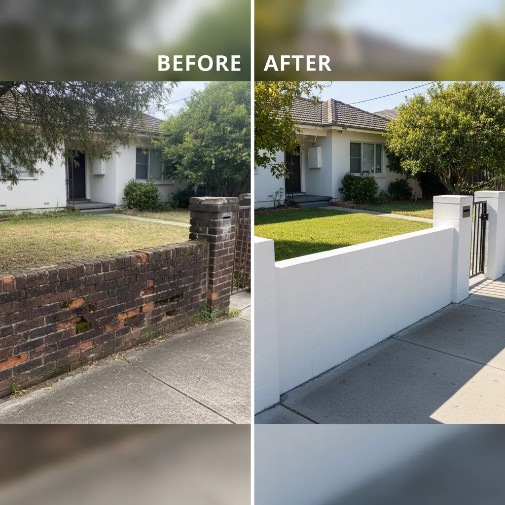Transformasi pagar rumah sebelum dan sesudah renovasi menggunakan pagar minimalis dari hebel minimalis modern-jasa interior splusa.id Transformasi pagar rumah sebelum dan sesudah renovasi menggunakan pagar minimalis dari hebel minimalis modern-jasa interior splusa.id