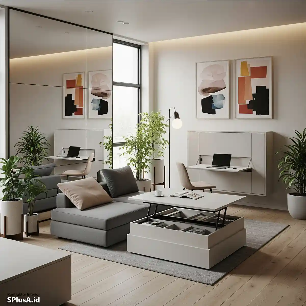 desain 3d rumah minimalis type 36-Furnitur multifungsi dan Dekorasi menggunakan cermin-jasa interior splusa.id desain 3d rumah minimalis type 36-Furnitur multifungsi dan Dekorasi menggunakan cermin-jasa interior splusa.id