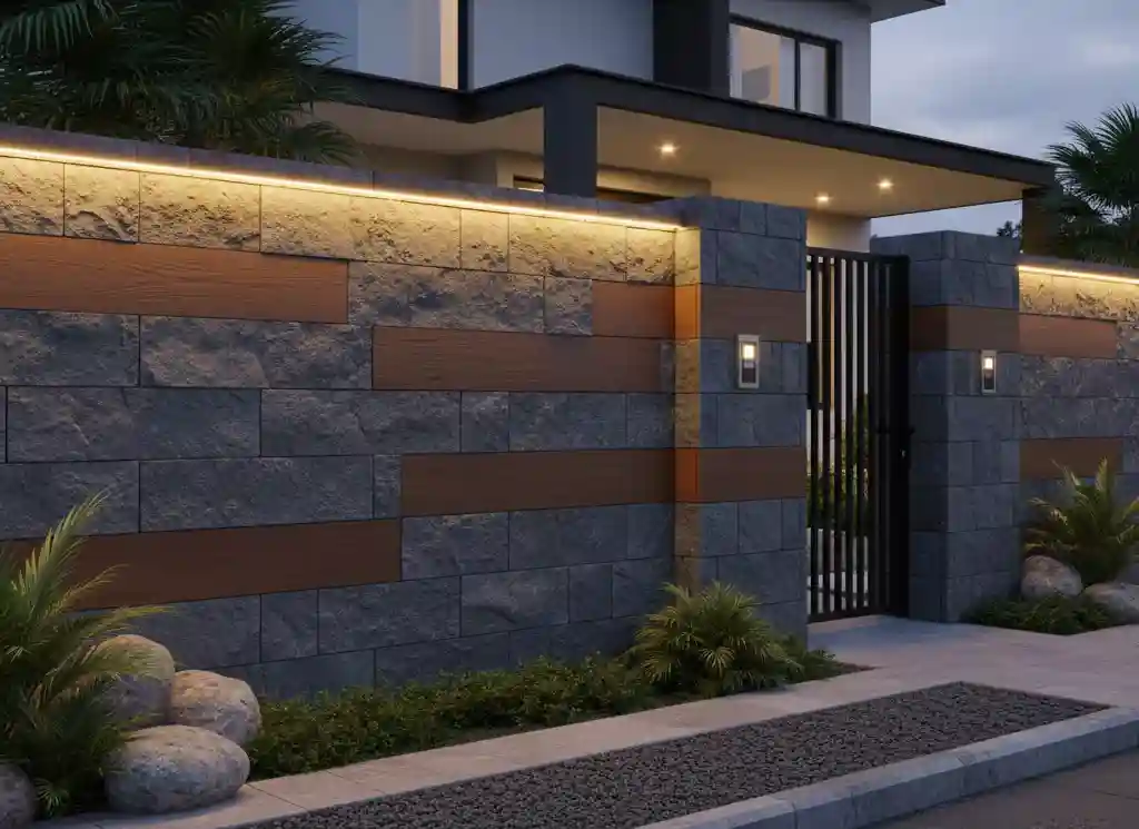 model pagar hebel mewah dengan kombinasi lapisan batu alam andesit-jasa interior splusa.id model pagar hebel mewah dengan kombinasi lapisan batu alam andesit-jasa interior splusa.id