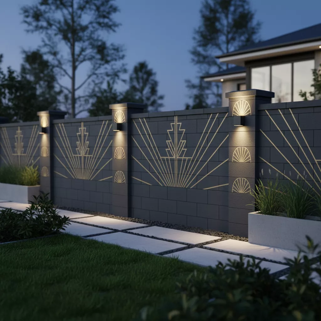 model pagar rumah dari hebel Art Deco Modern dengan Pola Geometris Kontras-jasa desain interior apartemen studio splusa.id model pagar rumah dari hebel Art Deco Modern dengan Pola Geometris Kontras-jasa desain interior apartemen studio splusa.id