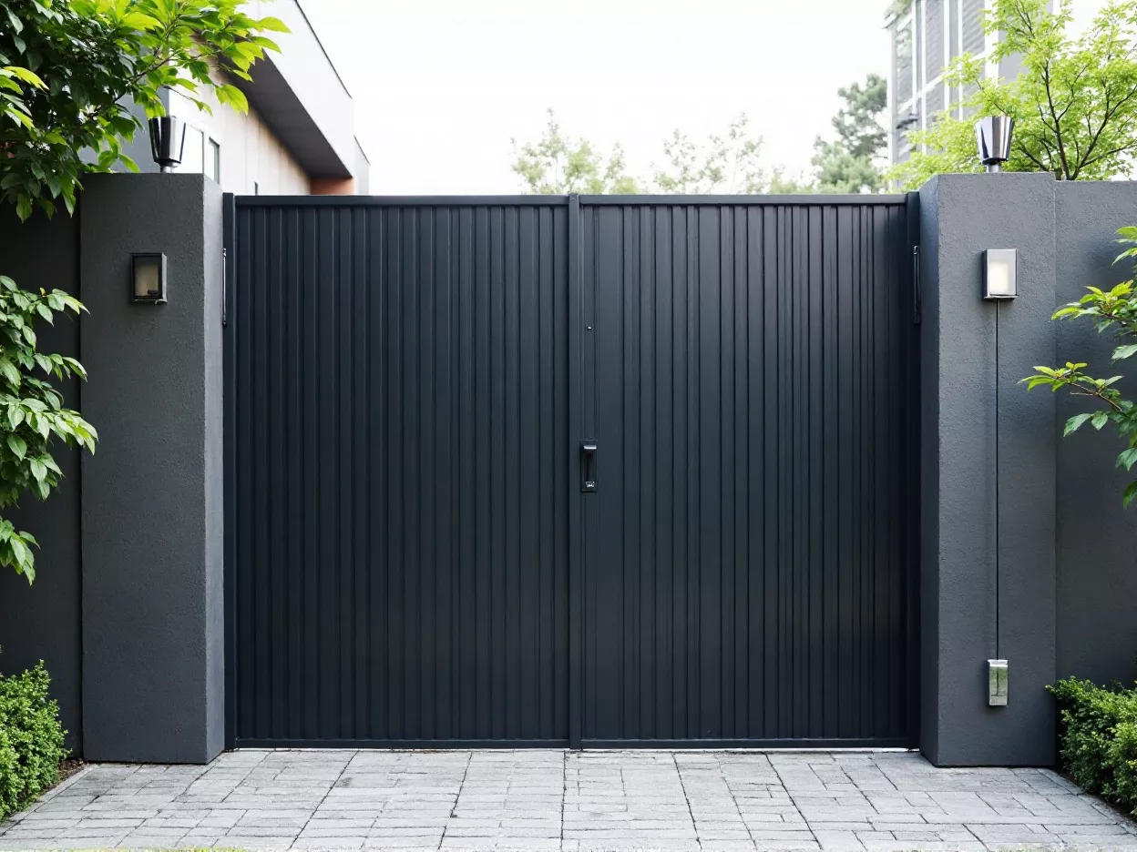 pintu gerbang minimalis mewah berkonsep monolith yang masif dan kokoh-jasa Interior minimalis splusa.id