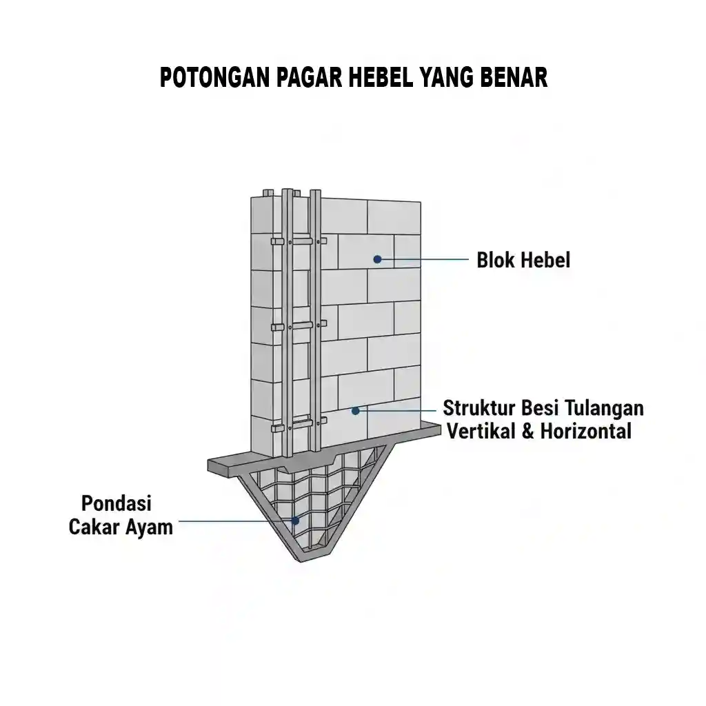 Struktur pondasi dan tulangan besi yang benar untuk pagar minimalis dari hebel yang kokoh-jasa interior splusa.id Struktur pondasi dan tulangan besi yang benar untuk pagar minimalis dari hebel yang kokoh -jasa interior splusa.id
