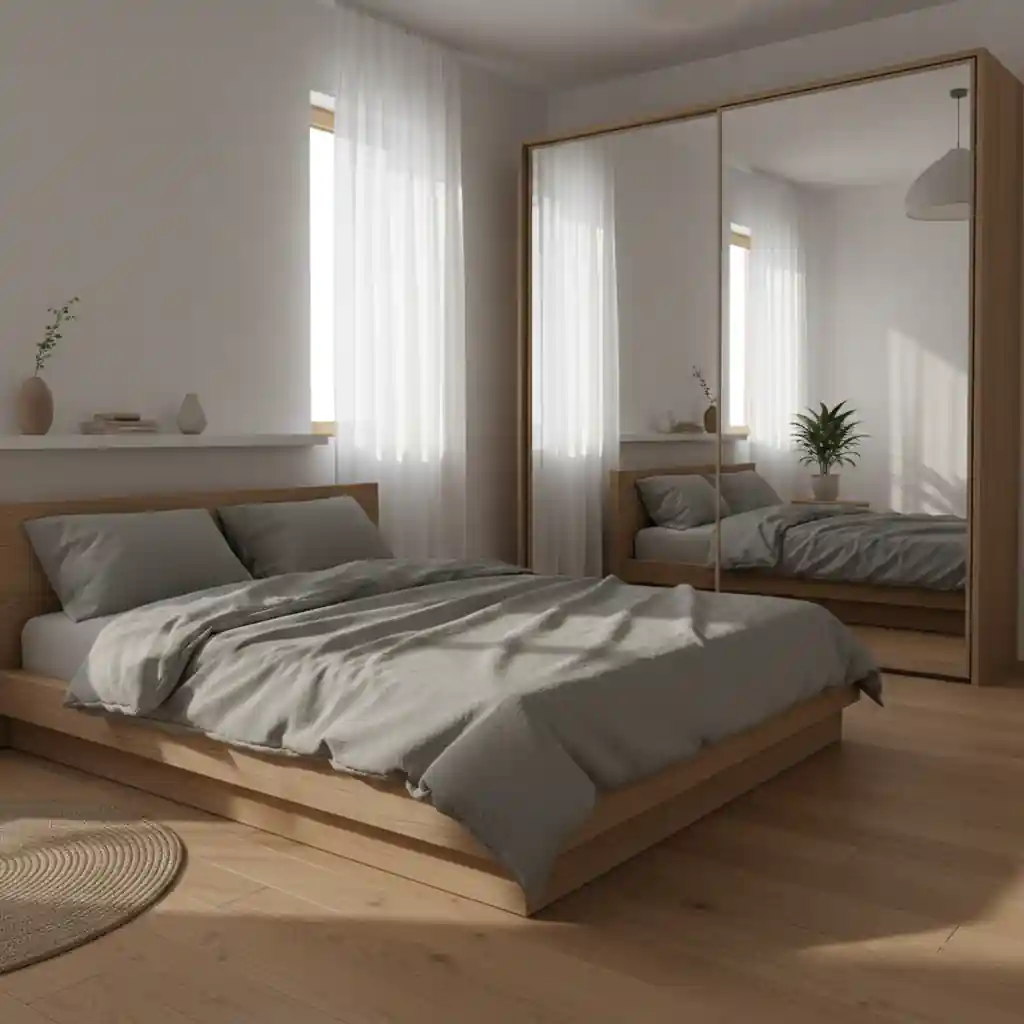 Desain kamar tidur minimalis gaya Japandi yang nyaman dan hemat tempat-kontraktor interior rumah jakarta terpercaya splusa.id Desain kamar tidur minimalis gaya Japandi yang nyaman dan hemat tempat-kontraktor interior rumah jakarta terpercaya splusa.id