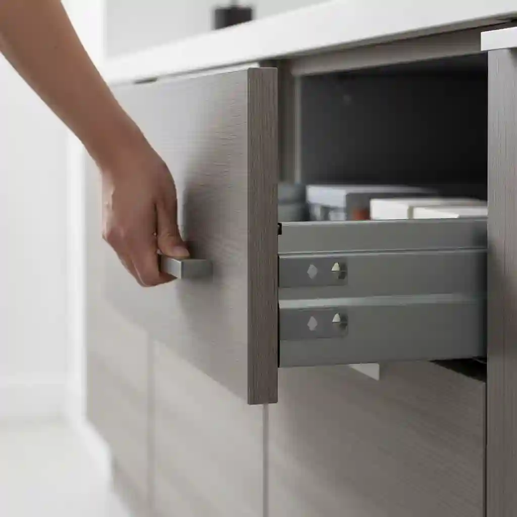 Detail engsel laci soft close kitchen set modern-kontraktor interior jakarta terpercaya splusa.id Detail engsel laci soft close kitchen set modern-kontraktor interior jakarta terpercaya splusa.id