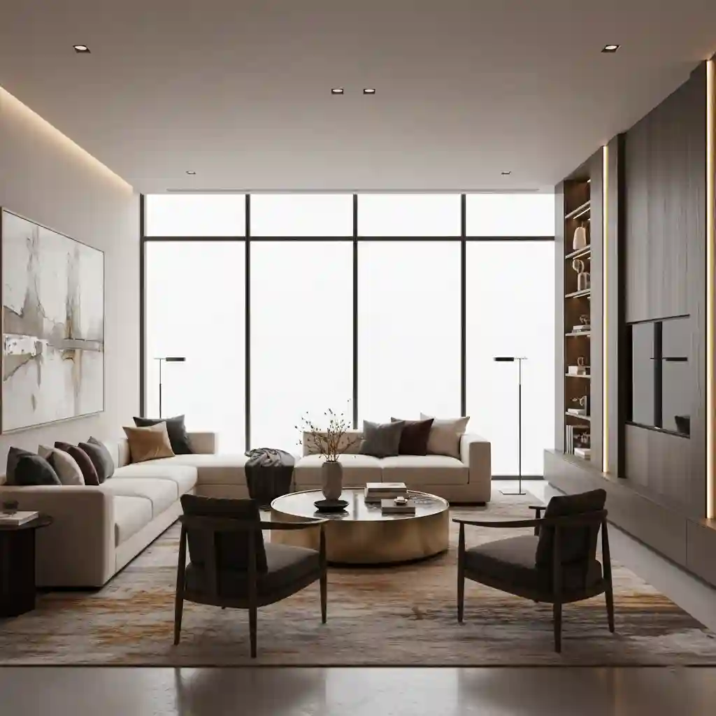 Hasil Transformasi Interior Ruang Tamu Mewah oleh kontraktor interior splusa.id Hasil Transformasi Interior Ruang Tamu Mewah oleh kontraktor interior splusa.id