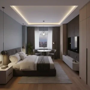 Hasil akhir renovasi interior apartemen studio mewah dan fungsional-kontraktor interior apartemen studio jakarta terpercaya splusa.id