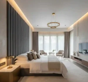 Hasil jasa dekorasi kamar tidur gaya modern luxury oleh SPlusA.id-kontraktor interior rumah jakarta terpercaya splusa.id