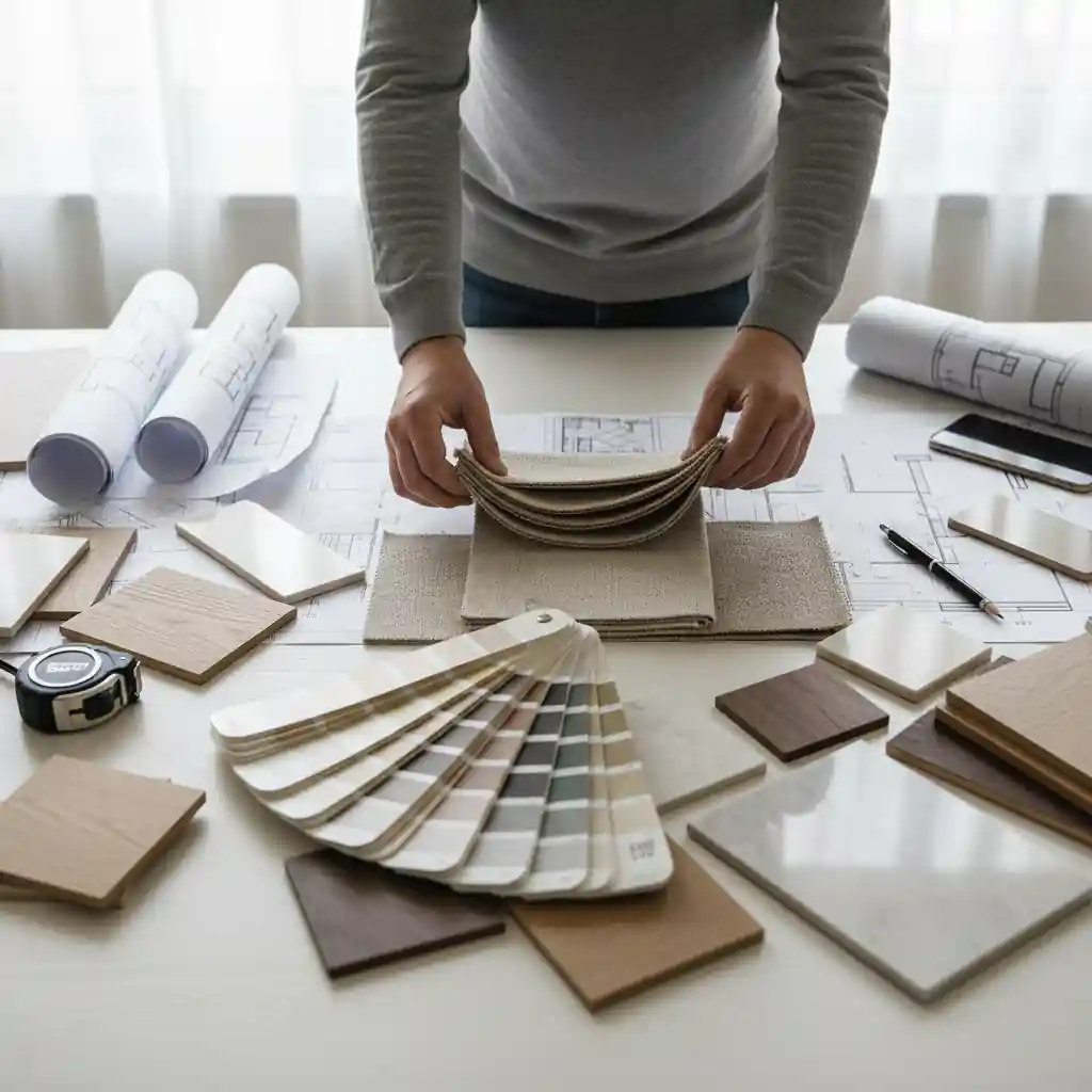 Proses pemilihan material dan warna oleh jasa dekorasi interior-kontraktor interior rumah jakarta terpercaya splusa.id Proses pemilihan material dan warna oleh jasa dekorasi interior-kontraktor interior rumah jakarta terpercaya splusa.id