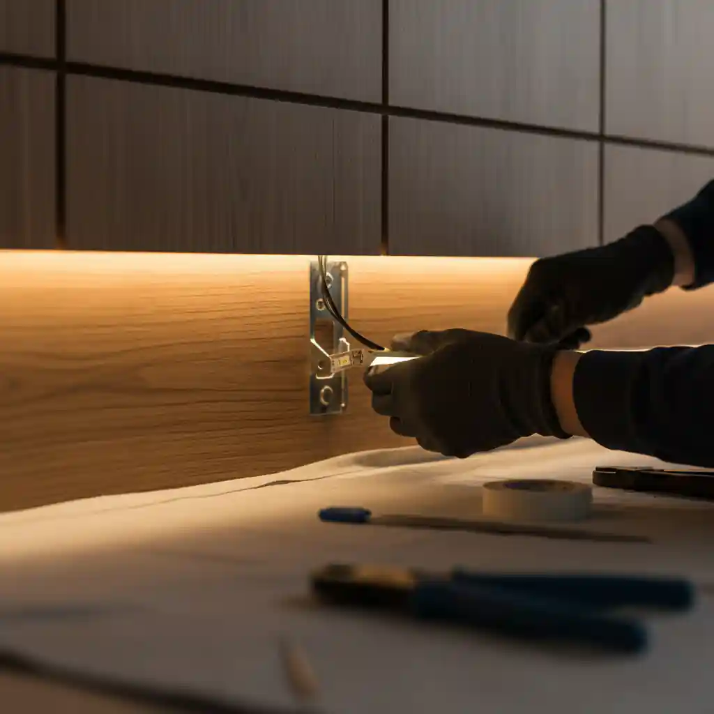 Teknik pemasangan lampu LED strip hidden light pada backdrop interior-kontraktor interior kantor jakarta terpercaya splusa.id