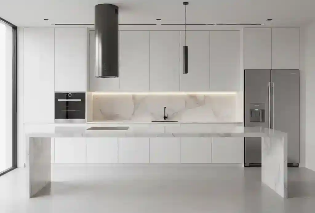 Contoh hasil harga desain interior dapur modern minimalis dengan kabinet glossy-kontraktor interior jakarta terpercaya splusa.id