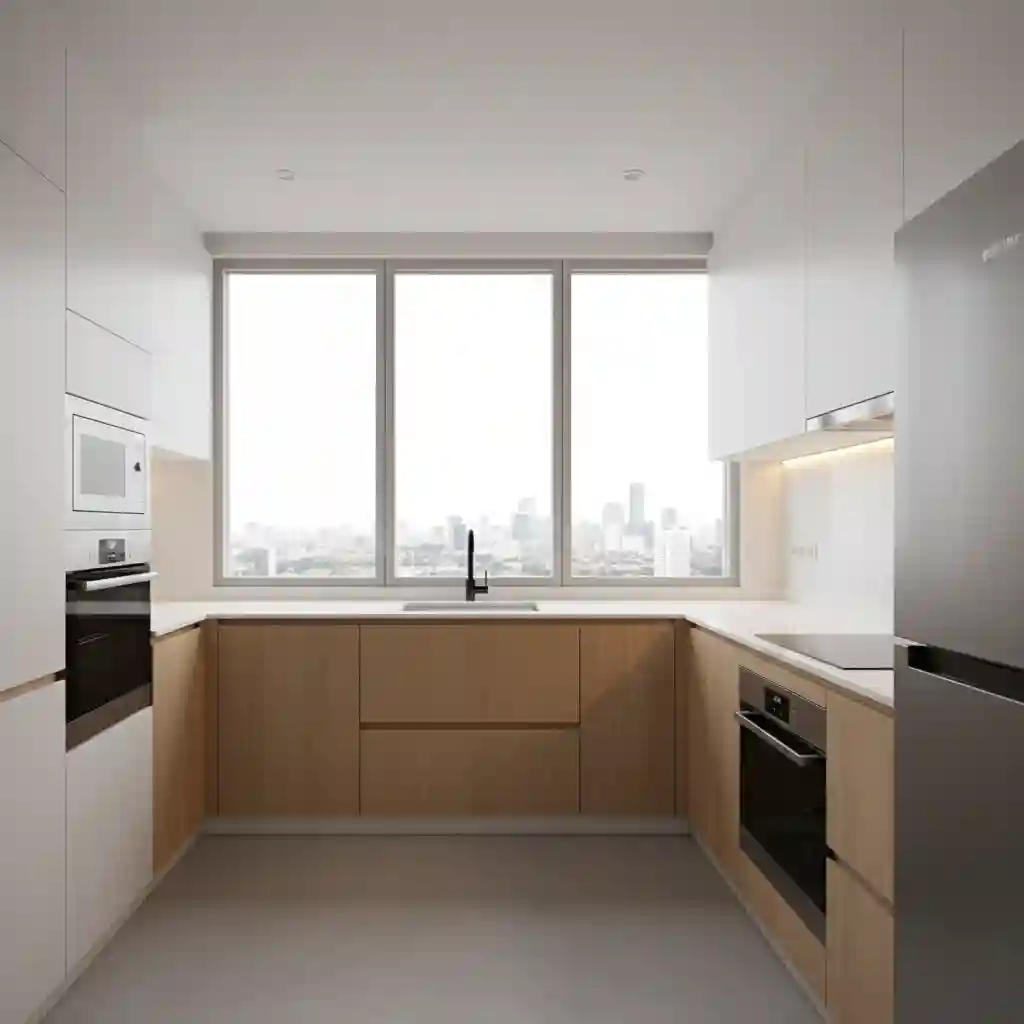 Desain dapur mungil apartemen minimalis Jakarta Barat oleh kontraktor interior terpercaya Desain dapur mungil apartemen minimalis Jakarta Barat oleh kontraktor interior terpercaya