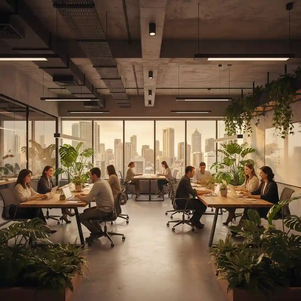 Desain interior kantor modern Jakarta dengan konsep biophilic yang asri dan produktif karya kontraktor interior kantor jakarta SPlusA.id Desain interior kantor modern Jakarta dengan konsep biophilic yang asri dan produktif karya kontraktor interior kantor jakarta SPlusA.id