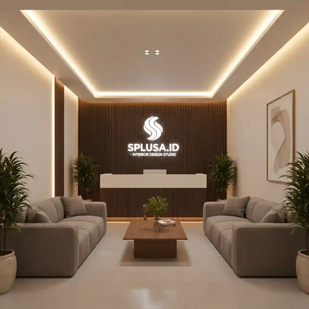 Desain interior ruang tunggu kantor modern dan nyaman-jasa desain dan kontraktor interior jakarta splusa.id