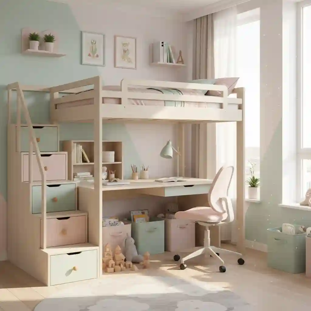 Desain kamar tidur anak multifungsi dengan loft bed untuk menghemat ruang dan biaya-jasa dan kontraktor interior splusa.id Desain kamar tidur anak multifungsi dengan loft bed untuk menghemat ruang dan biaya-jasa dan kontraktor interior splusa.id