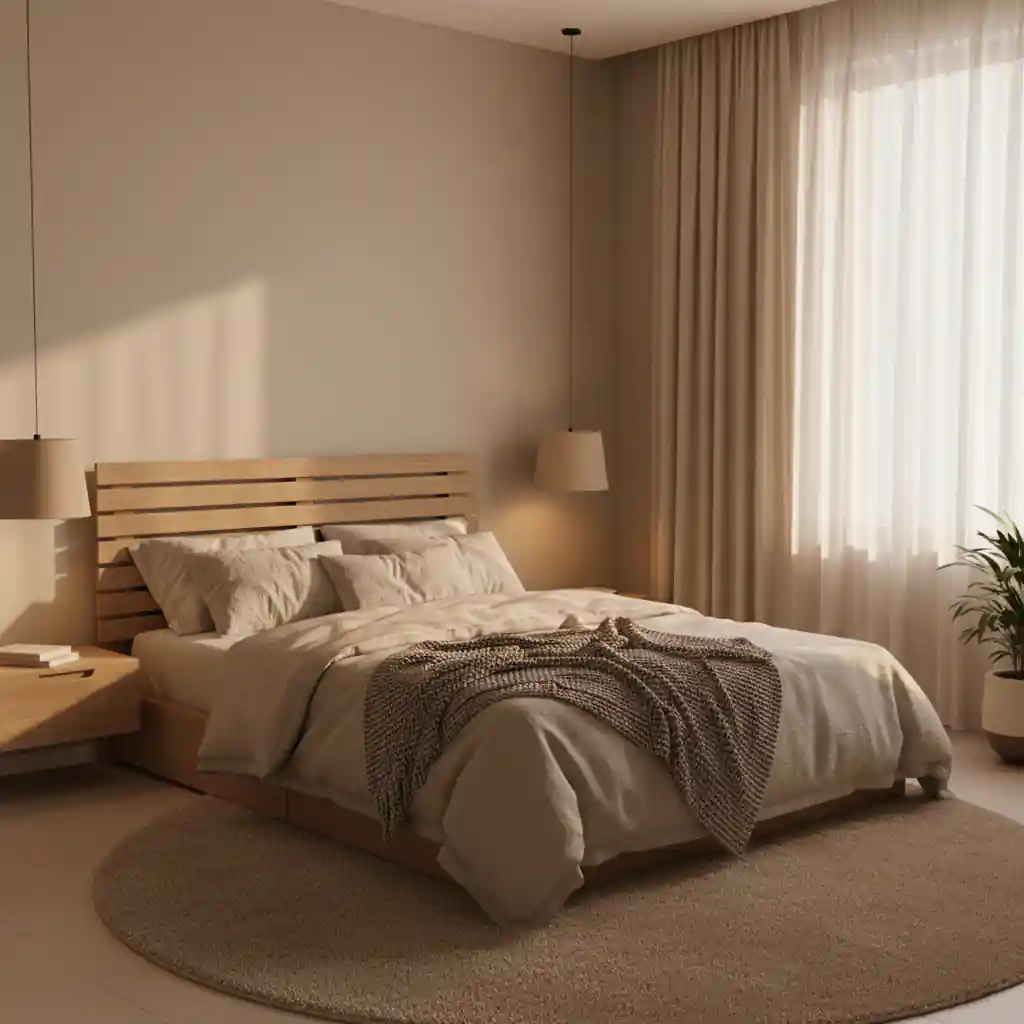 Inspirasi desain interior kamar tidur minimalis hasil render blender yang hangat dan nyaman-kontraktor interior jakarta terpercaya splusa.id
