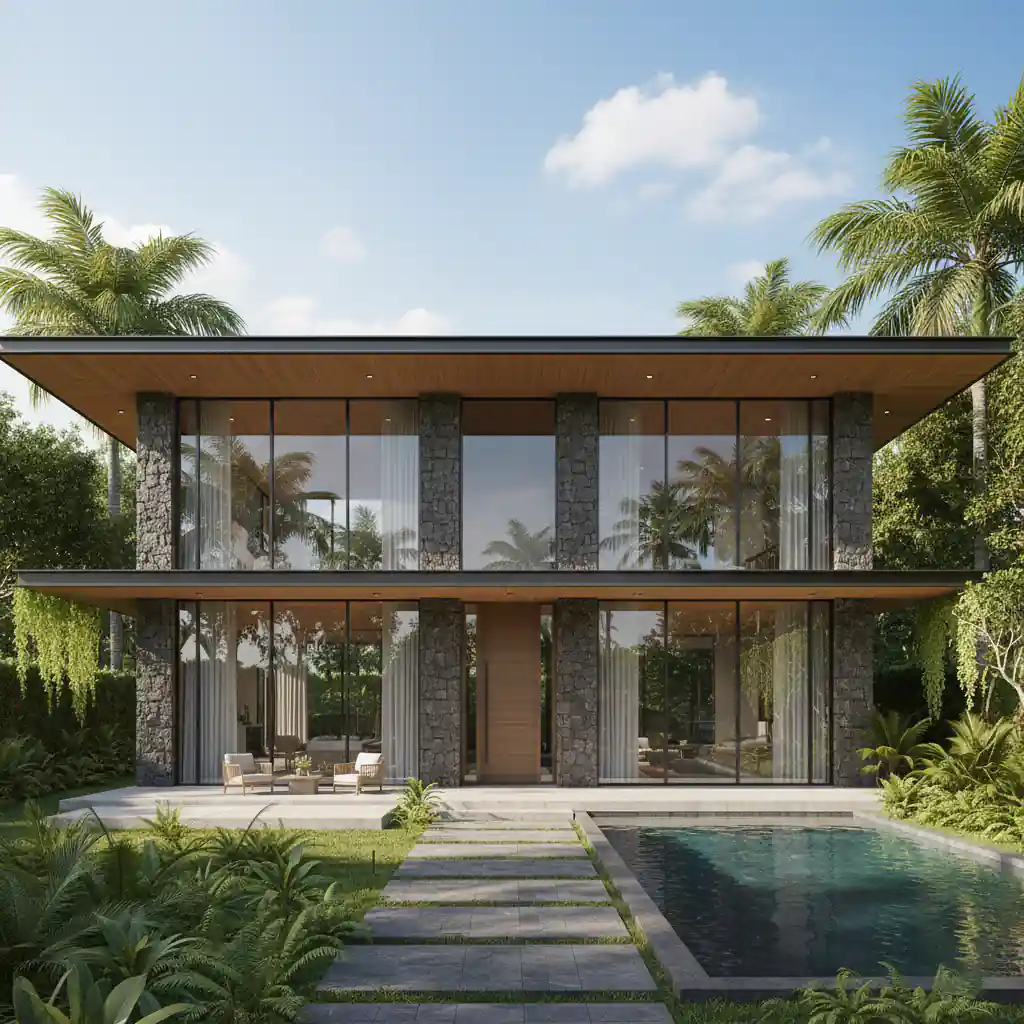 Jasa render 3D eksterior rumah tropis modern 2 lantai-jasa interior jakarta splusa.id