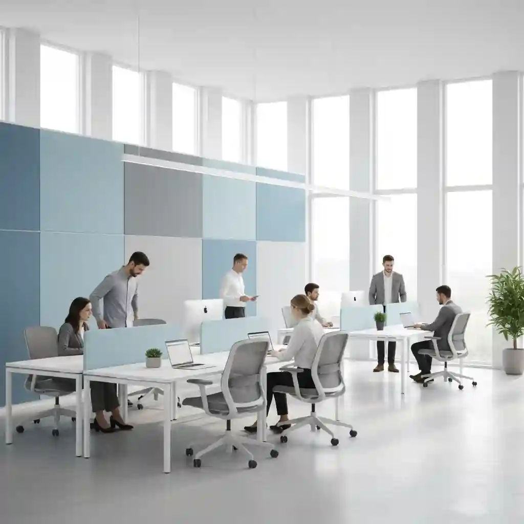 Konsep ruang kerja open plan ergonomis dengan pencahayaan alami maksimal untuk meningkatkan produktivitas karyawan kantor