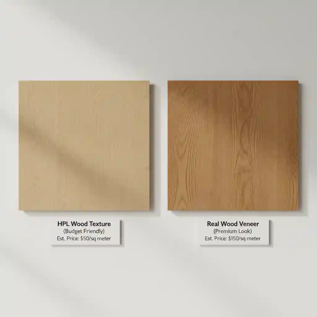 Perbandingan material finishing HPL dan Veneer dalam menentukan biaya desain interior-jasa interior jakarta splusa.id